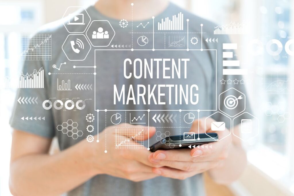 content marketing with man using a smartphone